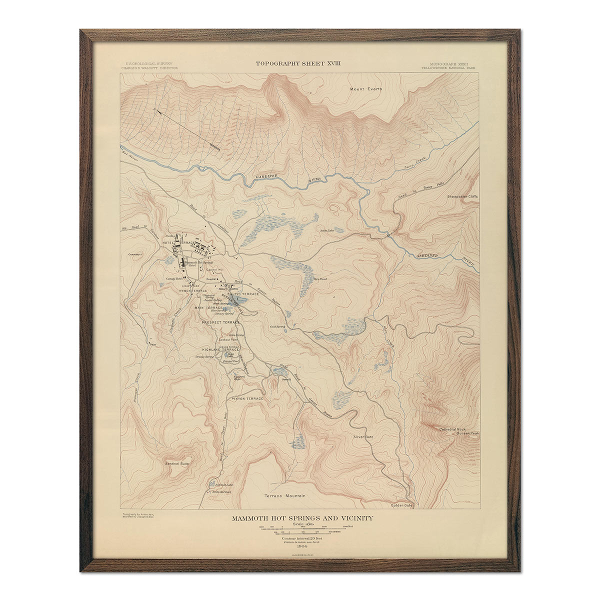 Mammoth Hot Springs 1904 Yellowstone Topographic Map