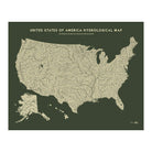 USA Hydrological Map – Canvas Green - Muir Way -