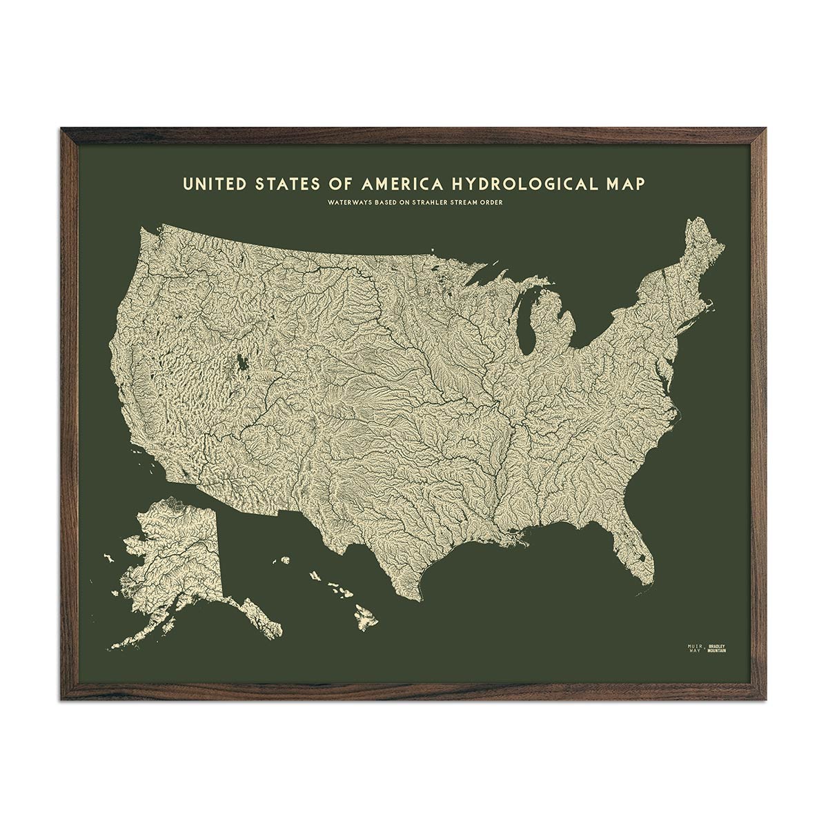 USA Hydrological Map – Canvas Green - Muir Way -
