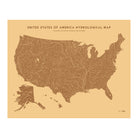 USA Hydrological Map – Desert Tan - Muir Way -