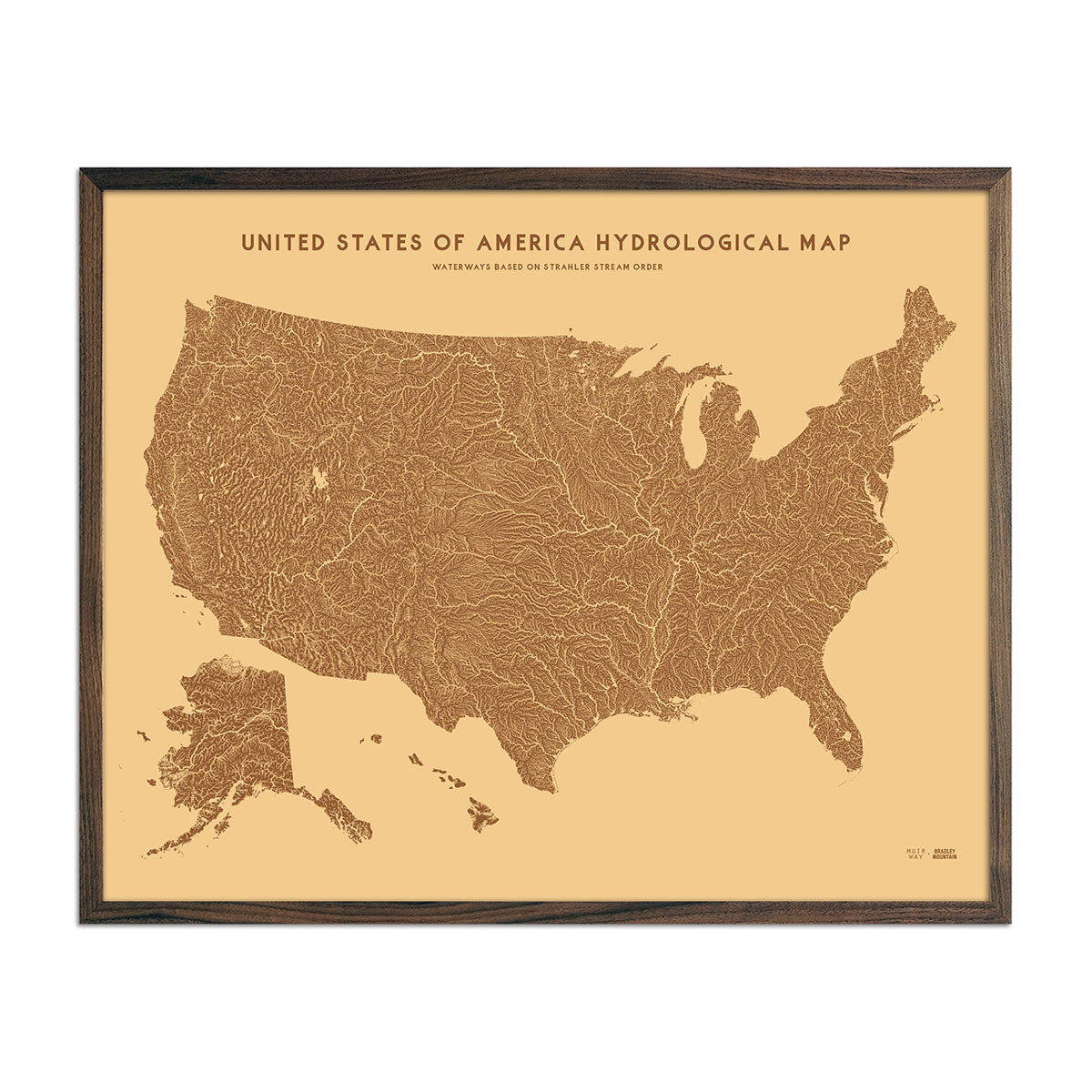 USA Hydrological Map – Desert Tan - Muir Way -