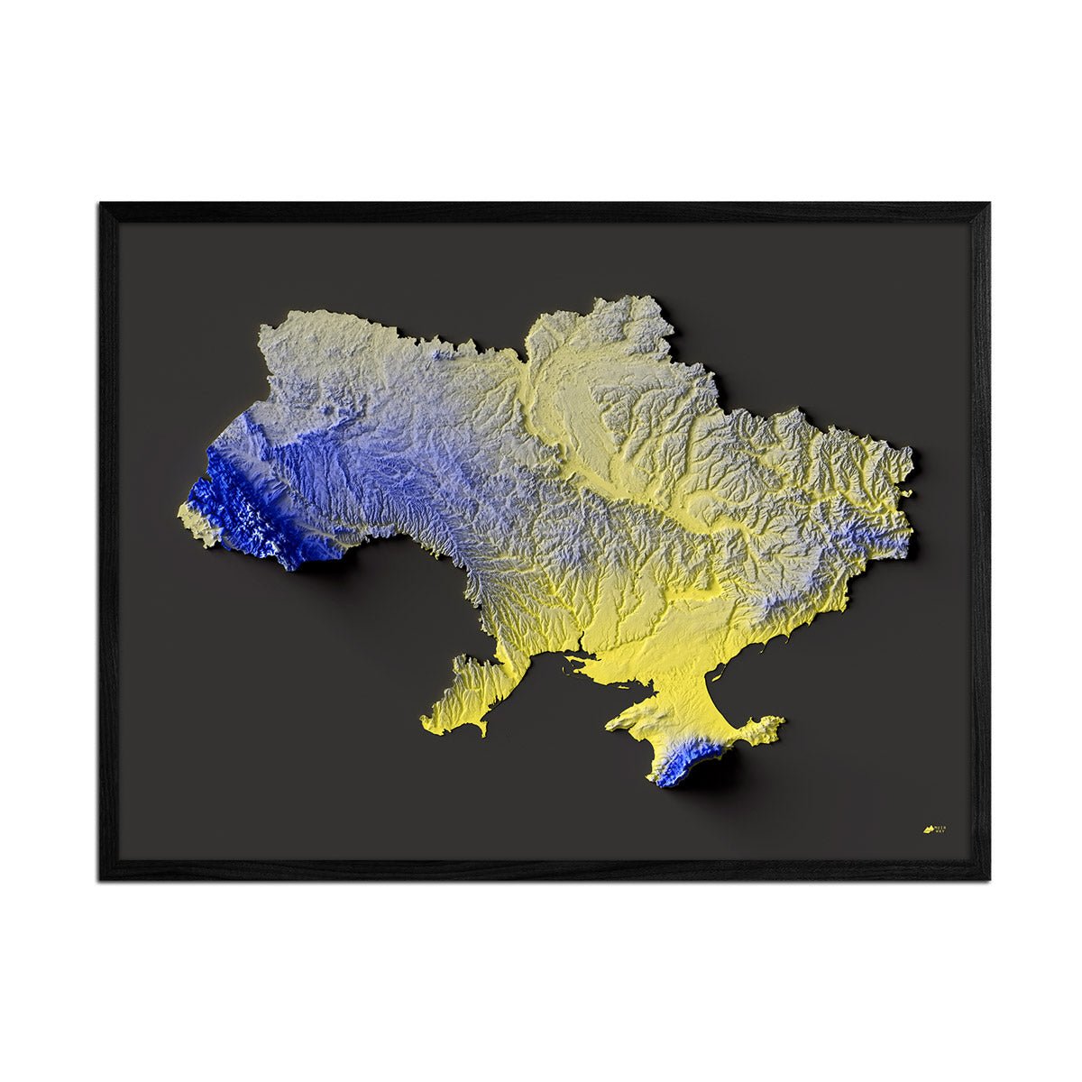 Ukraine Colorized Elevation Map - Muir Way -