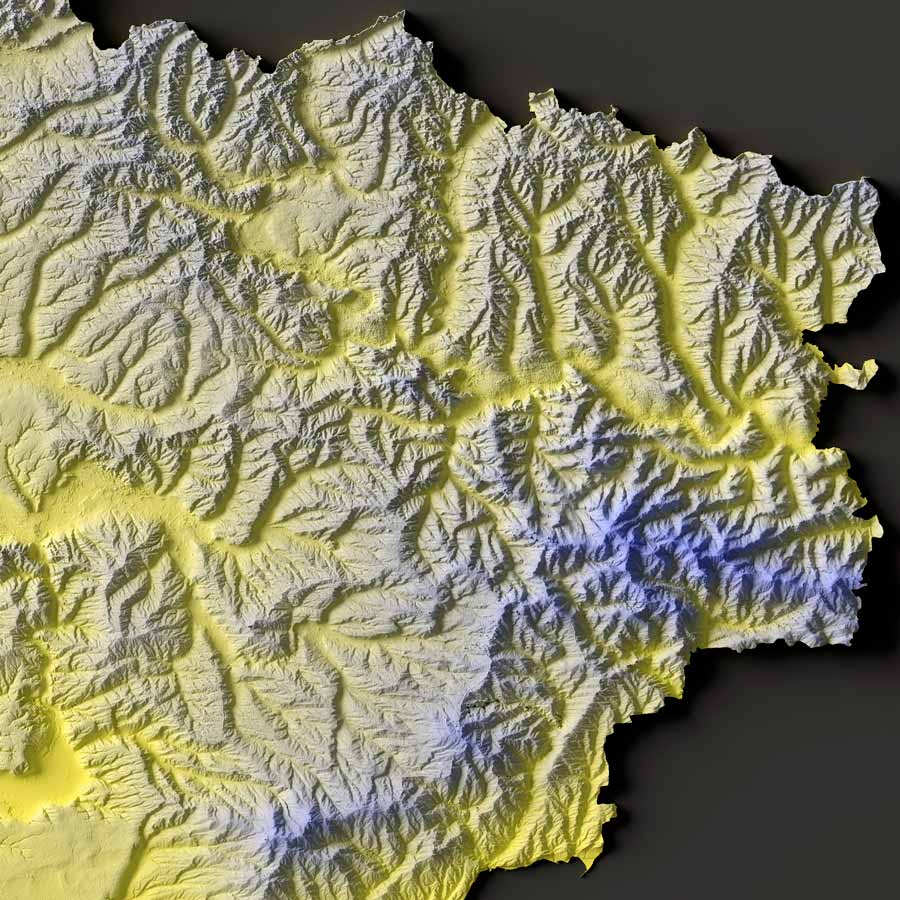 Ukraine Colorized Elevation Map - Muir Way -