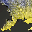 Ukraine Colorized Elevation Map - Muir Way -