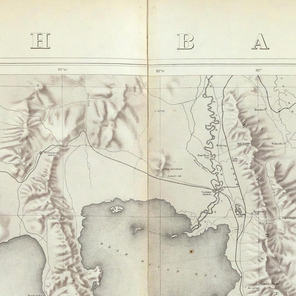 Utah Basin 1876 Topographic Map - Muir Way - Vintage Map