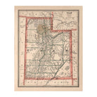Utah 1883 Map - Muir Way - Vintage Map