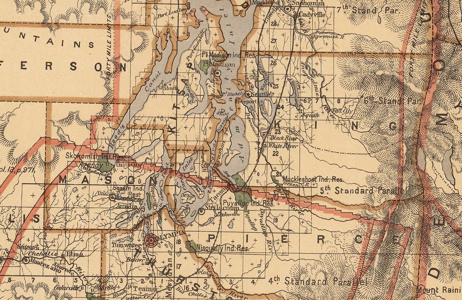 Washington Territory 1876 Map - Muir Way - Vintage Map