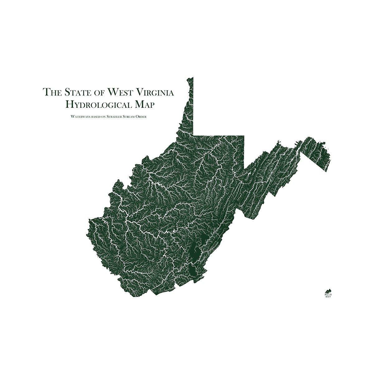 West Virginia Hydrological Map - Muir Way - Hydrology