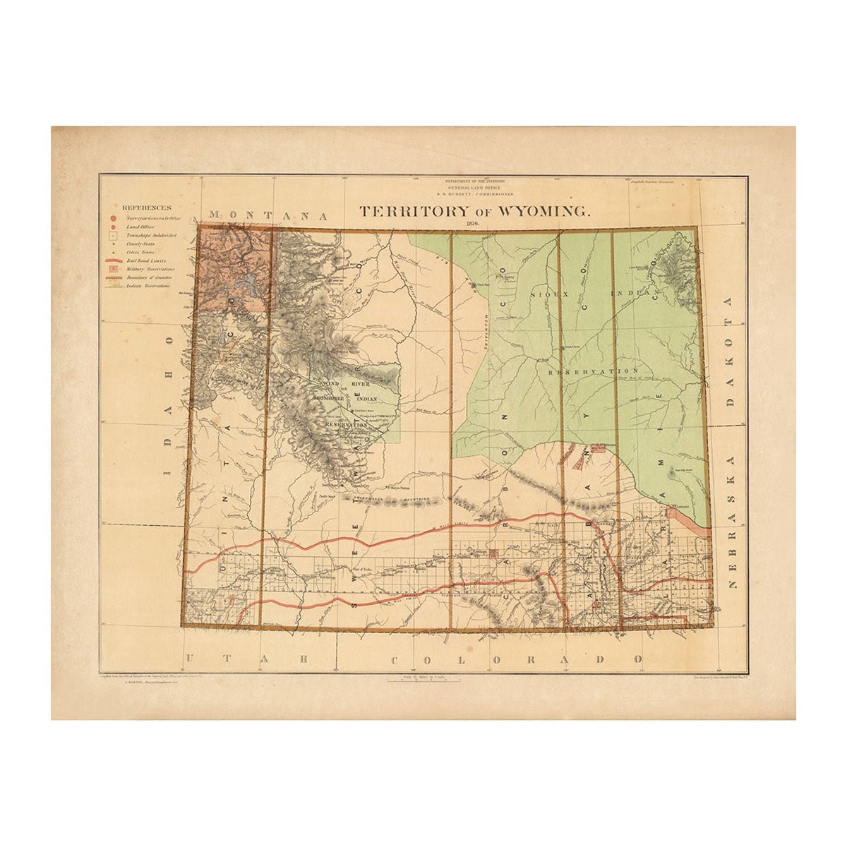 Wyoming Territory 1876 Map - Muir Way - Vintage Map