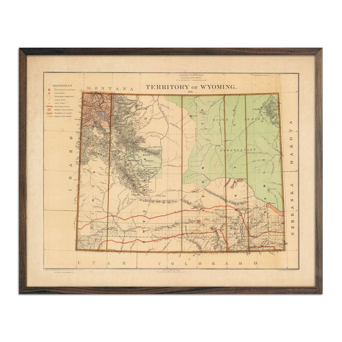 Wyoming Territory 1876 Map - Muir Way - Vintage Map