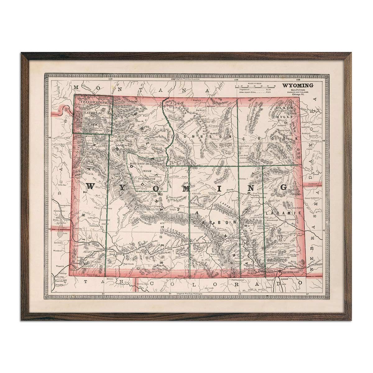 Wyoming 1883 Map - Muir Way - Vintage Map