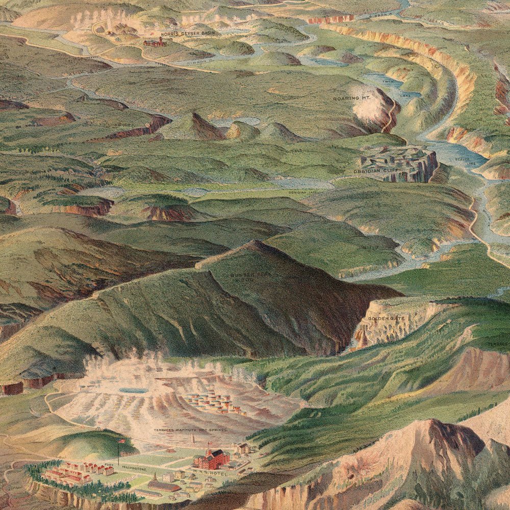 Yellowstone National Park Map 1904 - Muir Way - Vintage Map