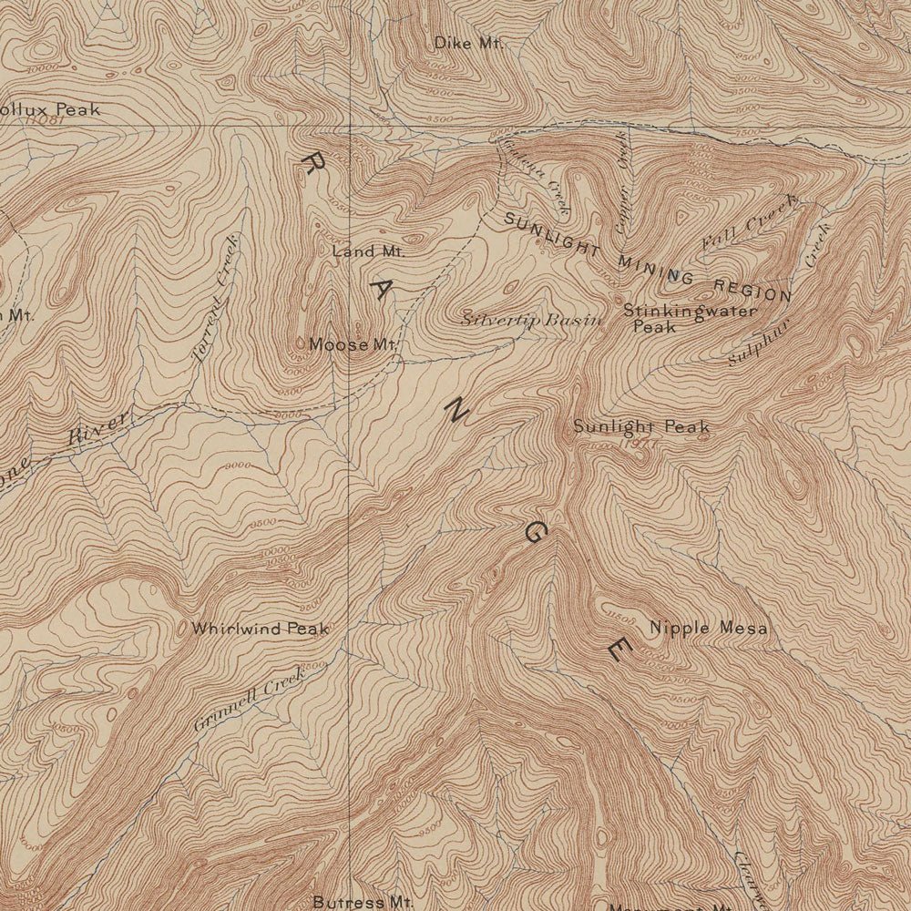 Yellowstone Topographic Map of Crandall 1904 Map - Muir Way - Vintage Map