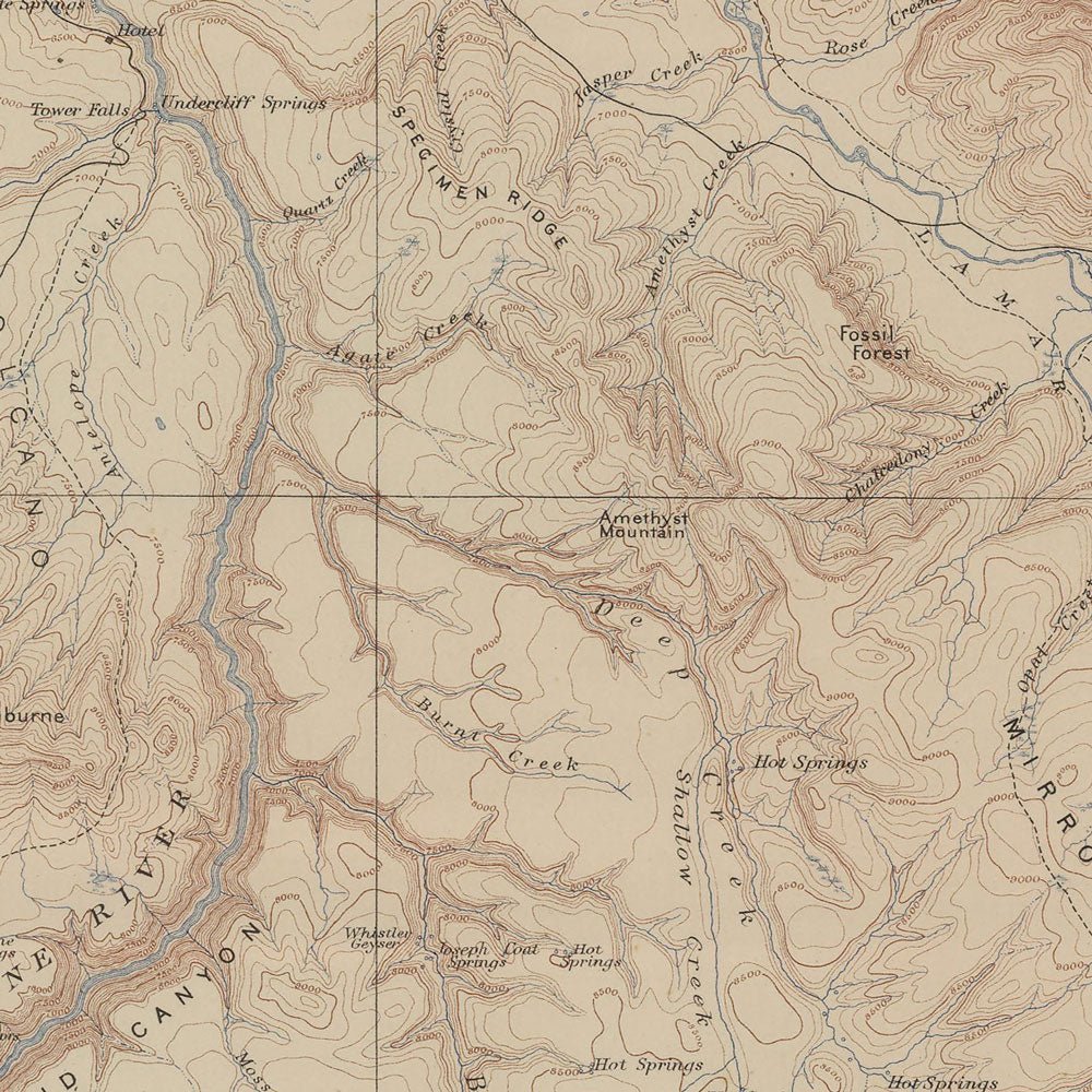 Yellowstone Topographic Map of Canyon Section 1904 Map - Muir Way - Vintage Map