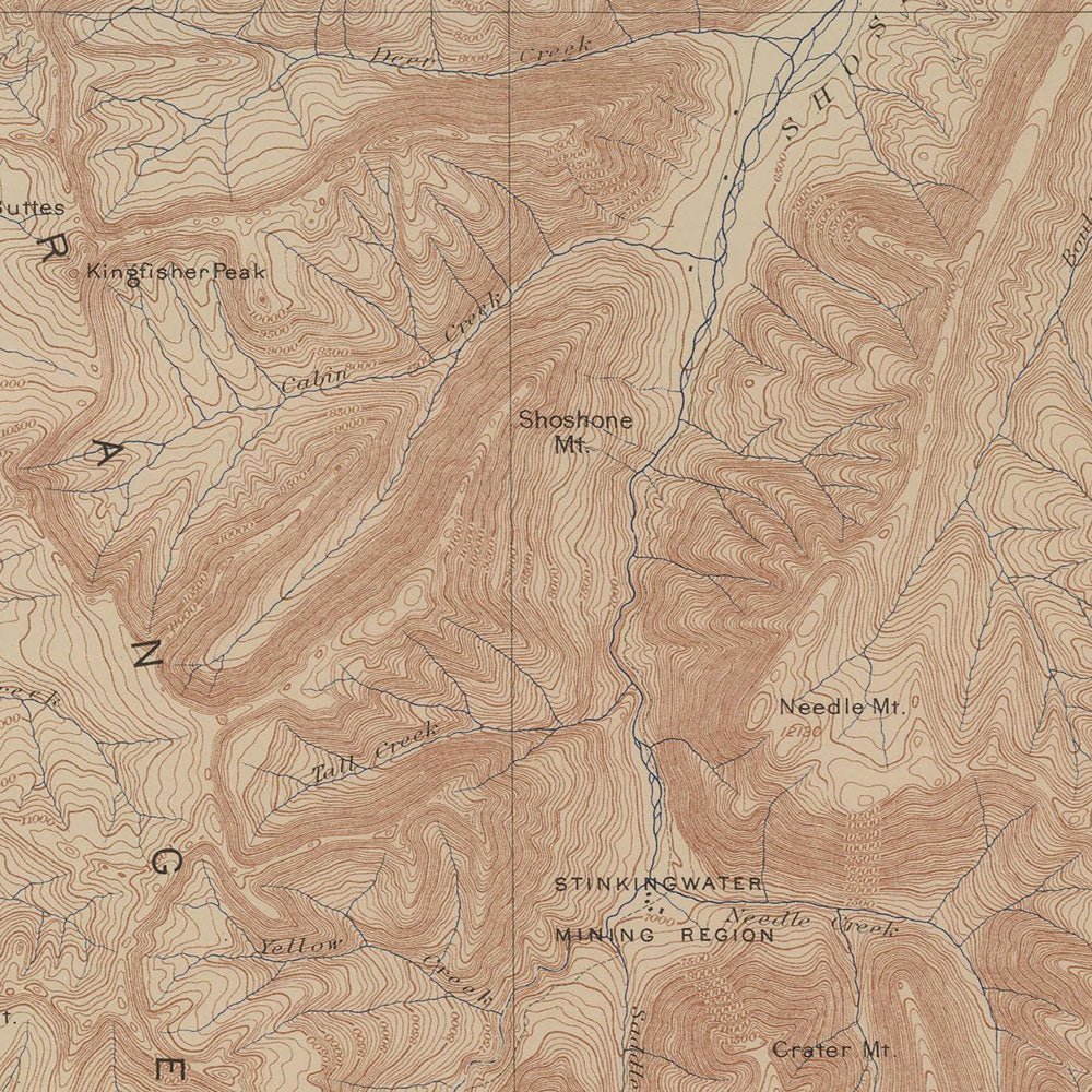 Yellowstone Topographic Map of Ishawooa 1904 Map - Muir Way - Vintage Map