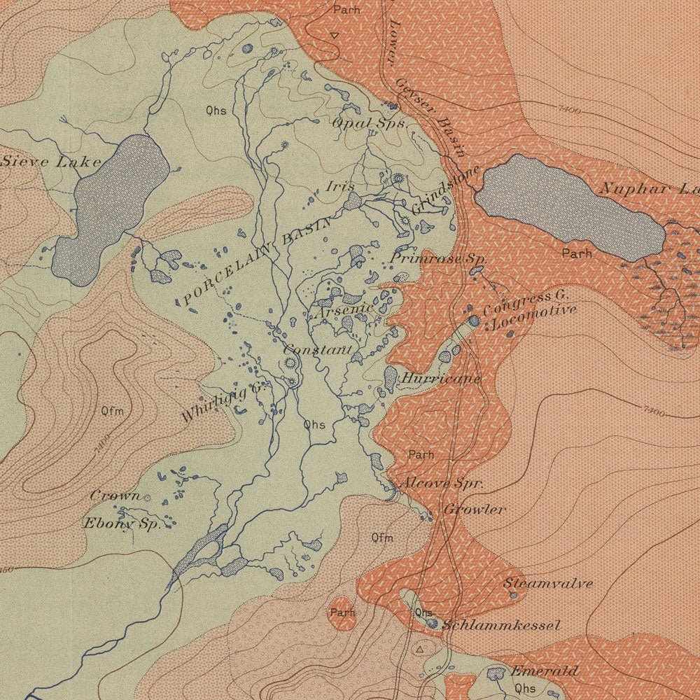 Yellowstone Geologic Map of Norris Geyser Basin 1904 Map - Muir Way - Vintage Map