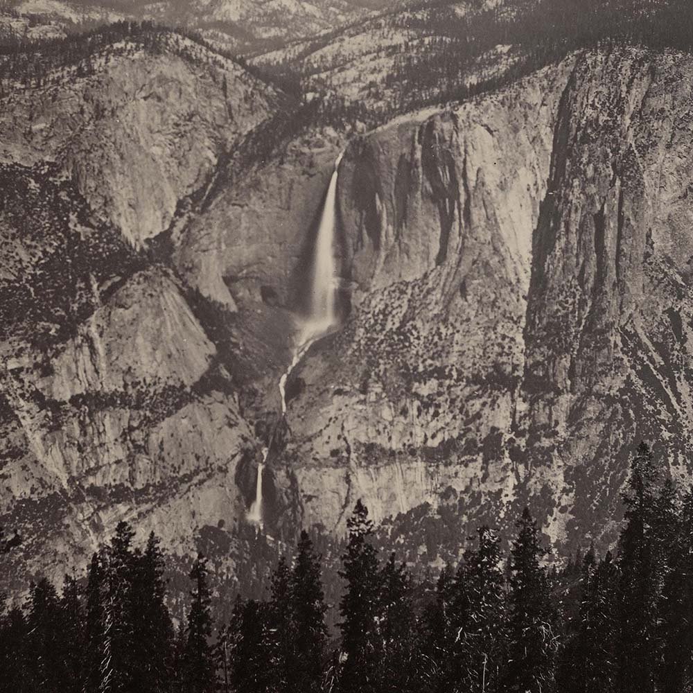 Yosemite Falls from Sentinel Rock, Yosemite 1868 - Muir Way - Photograph