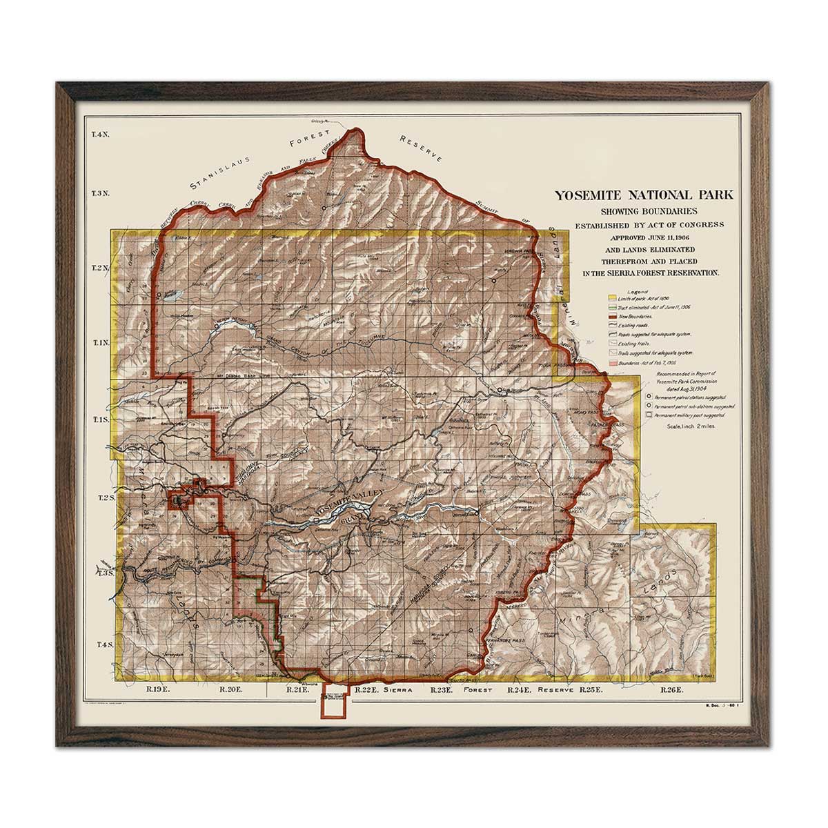 Yosemite National Park 1906 Map - Muir Way - Vintage Map