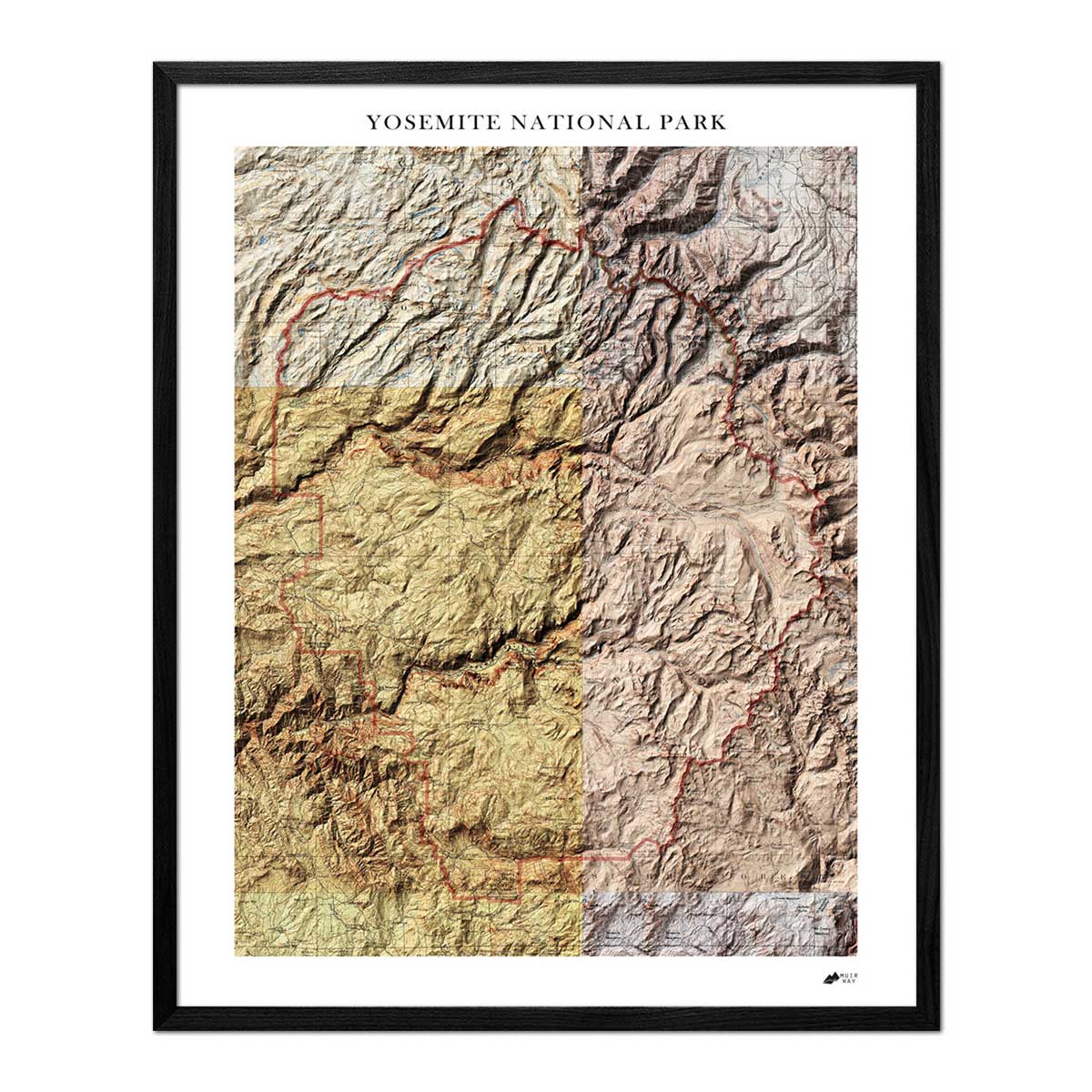 Yosemite Shaded Relief Map - Muir Way - Relief Series