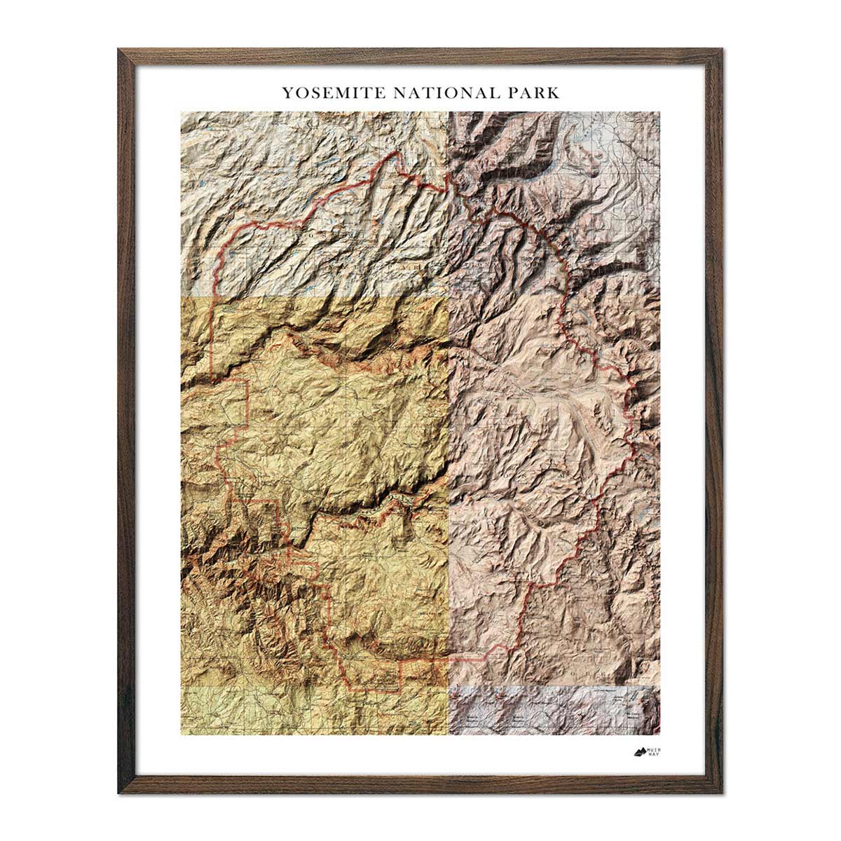 Yosemite Shaded Relief Map - Muir Way - Relief Series
