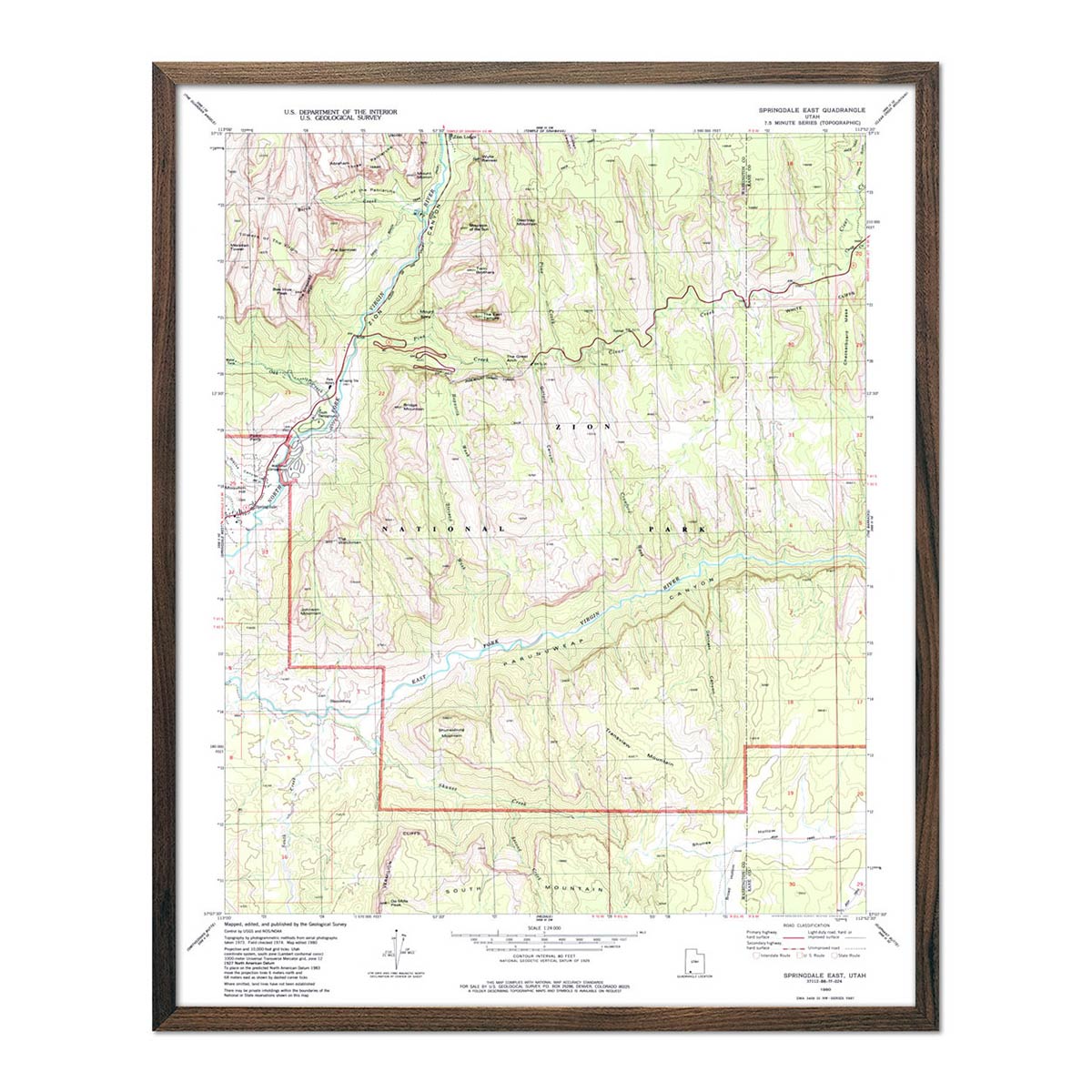 Zion National Park 1980 USGS Map - Muir Way - Vintage Map