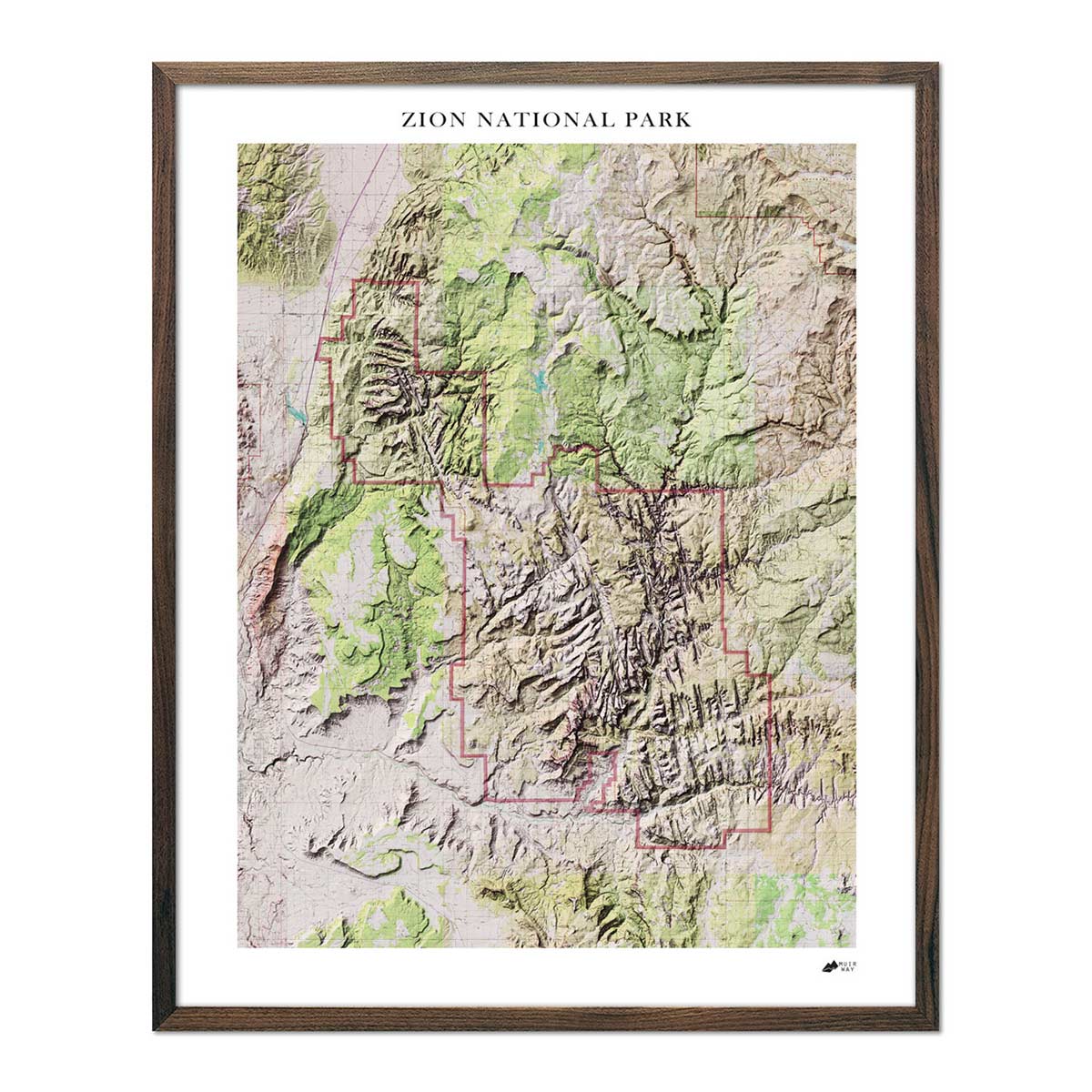 Zion Shaded Relief Map - Muir Way - Relief Series