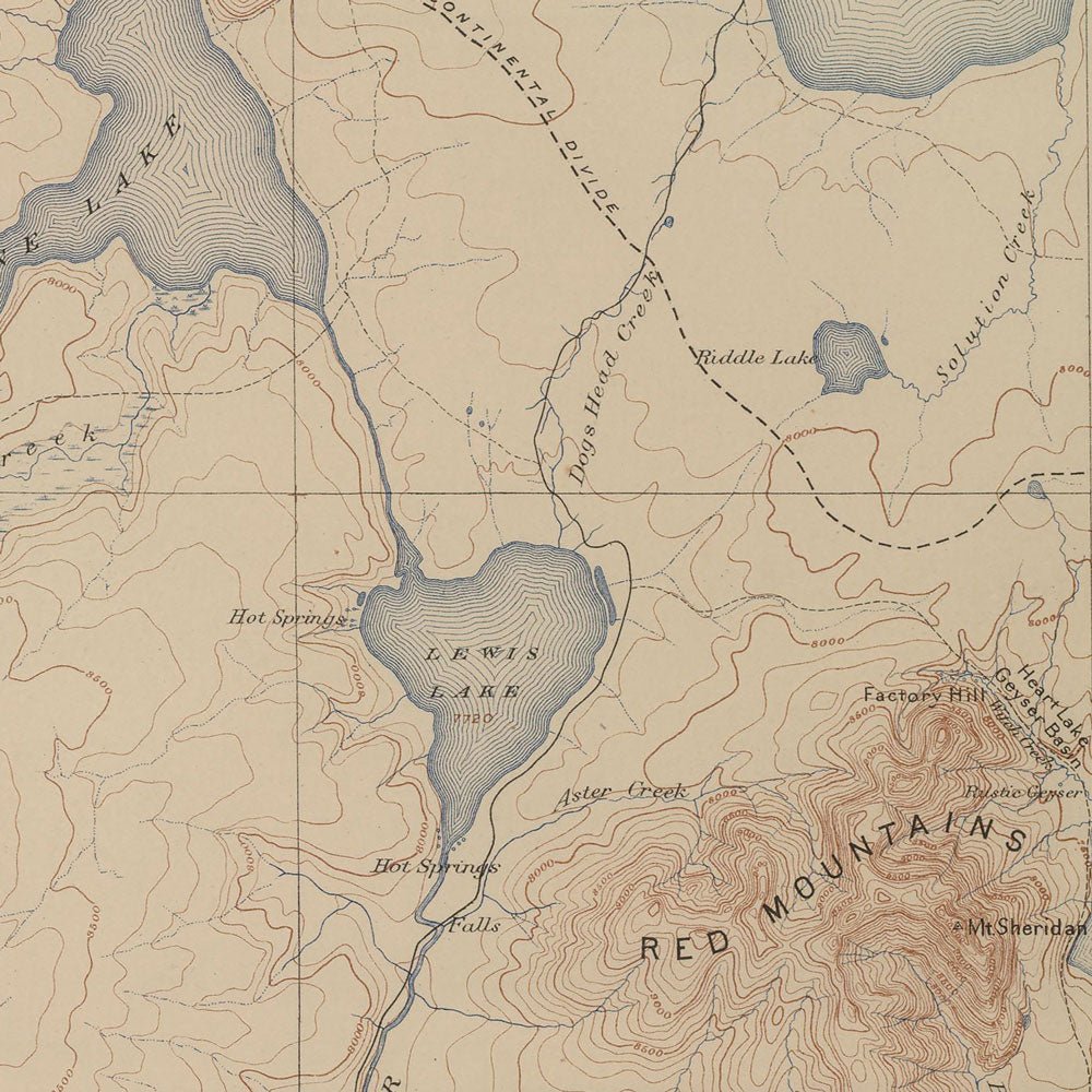 Yellowstone Topographic Map of Shoshone Section 1904 Map - Muir Way - Vintage Map