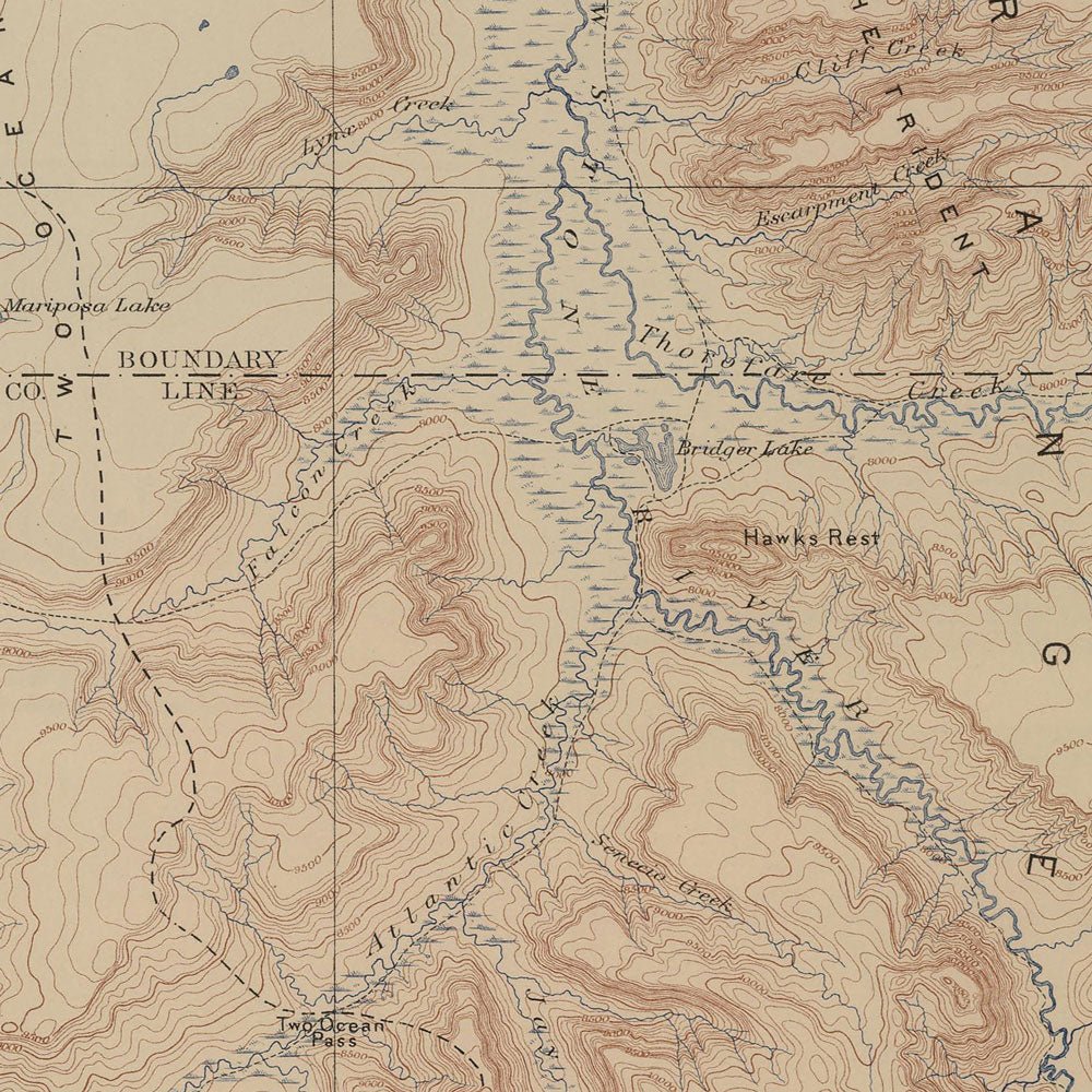 Yellowstone Topographic Map of Lake Section 1904 Map - Muir Way - Vintage Map