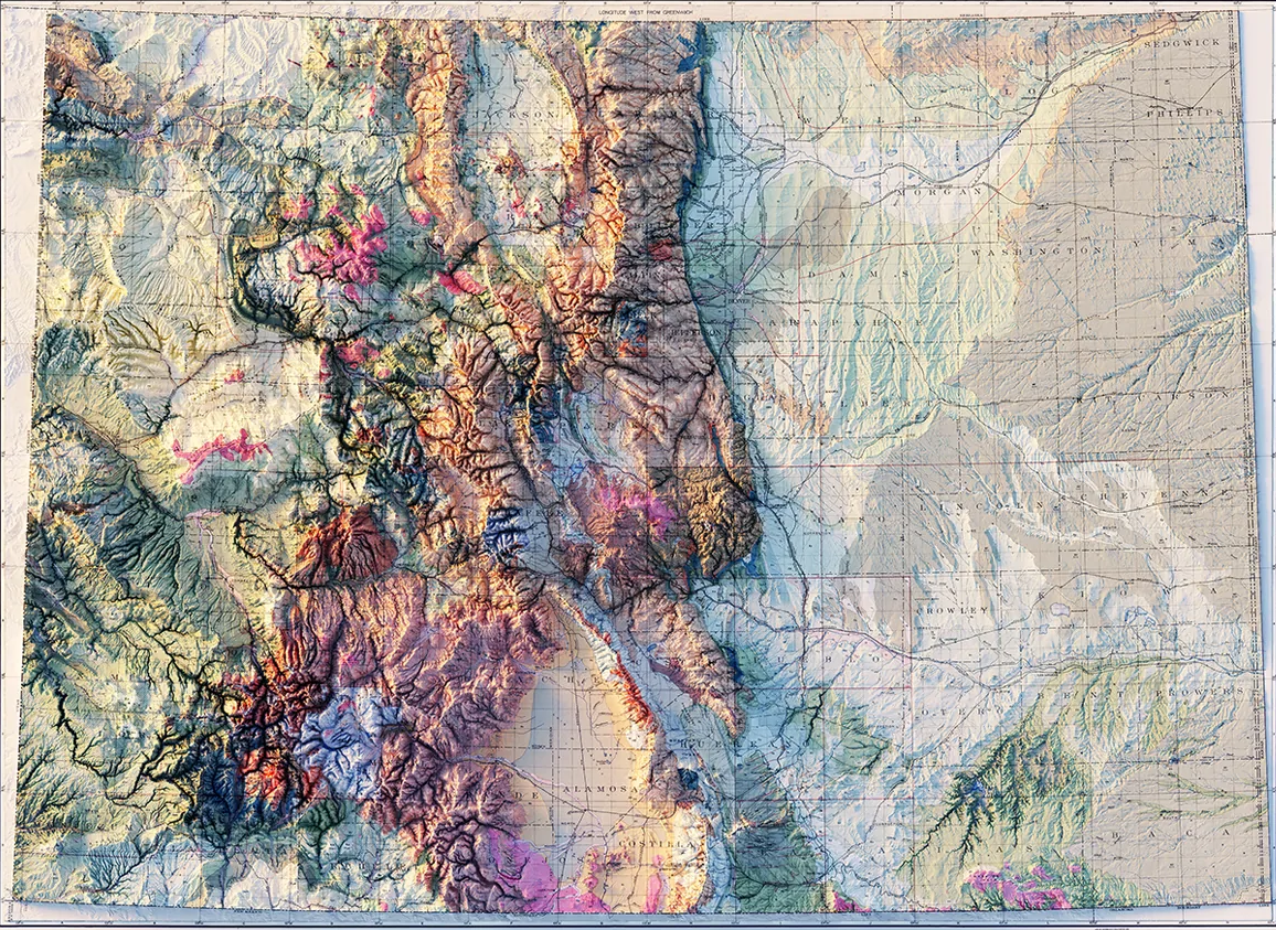 Colorado geology raised relief map