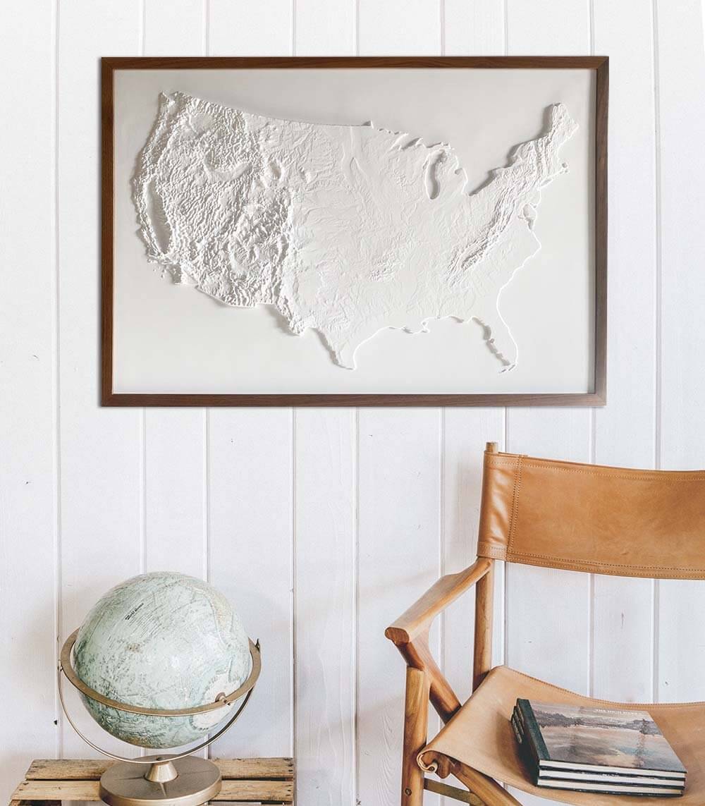 3D Map of the USA White - Muire Way - 3D Map