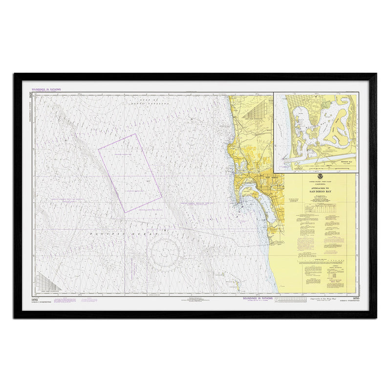 San Diego Bay Approaches Nautical Chart 1979