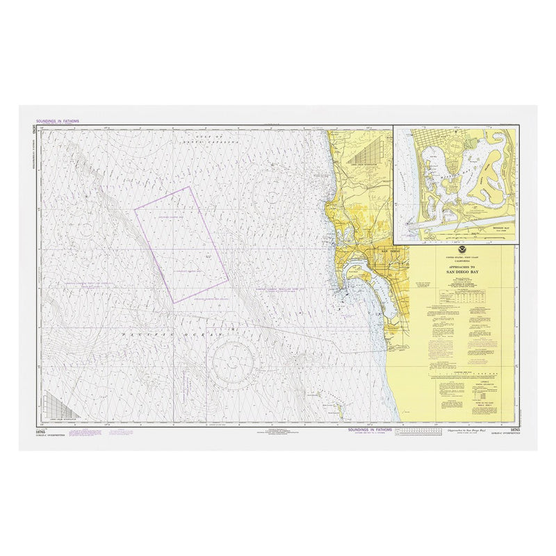 San Diego Bay Approaches Nautical Chart 1979 - Muir Way - Vintage Map