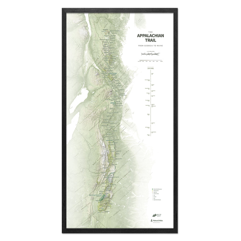 Appalachian Trail Shaded Relief Map - Muir Way - Natural Atlas