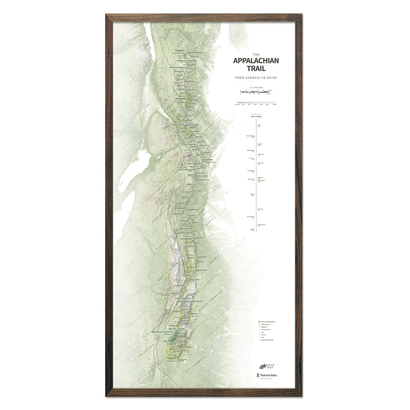 Appalachian Trail Shaded Relief Map - Muir Way - Natural Atlas