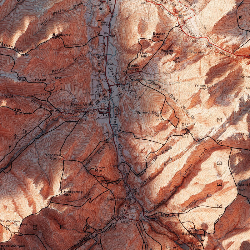 Adirondack Trails 1974 Shaded Relief Map - Muir Way - Vintage Relief
