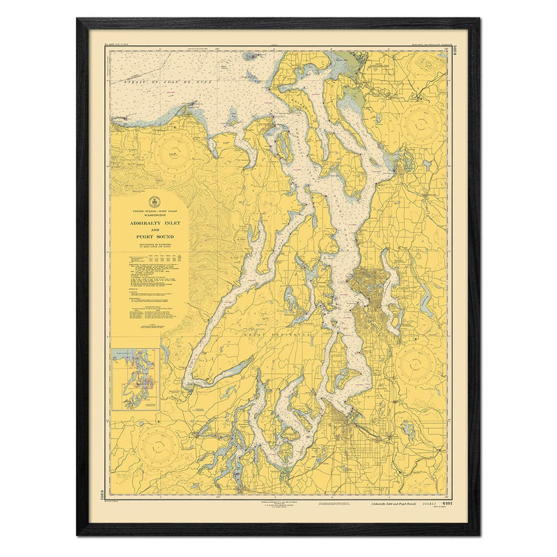 Admiralty Inlet and Puget Sound Nautical Chart 1948 - Muir Way - Vintage Map