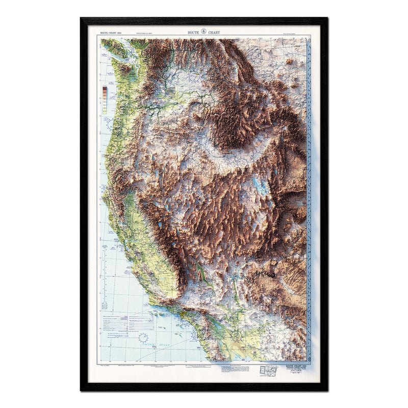 Aeronautical Chart - USA Southwest 1950 Shaded Relief Map - Muir Way - Vintage Relief
