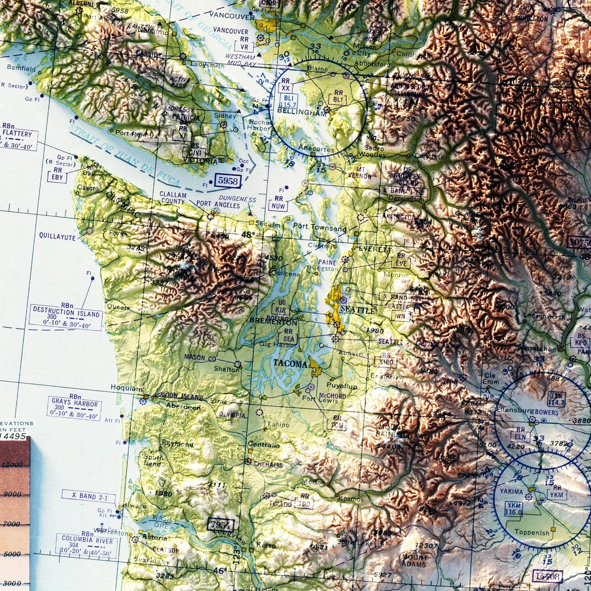 Aeronautical Chart - USA Southwest 1950 Shaded Relief Map - Muir Way - Vintage Relief
