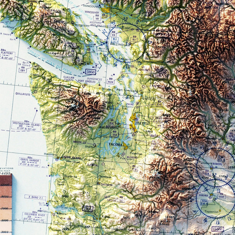 Aeronautical Chart - USA Southwest 1950 Shaded Relief Map - Muir Way - Vintage Relief