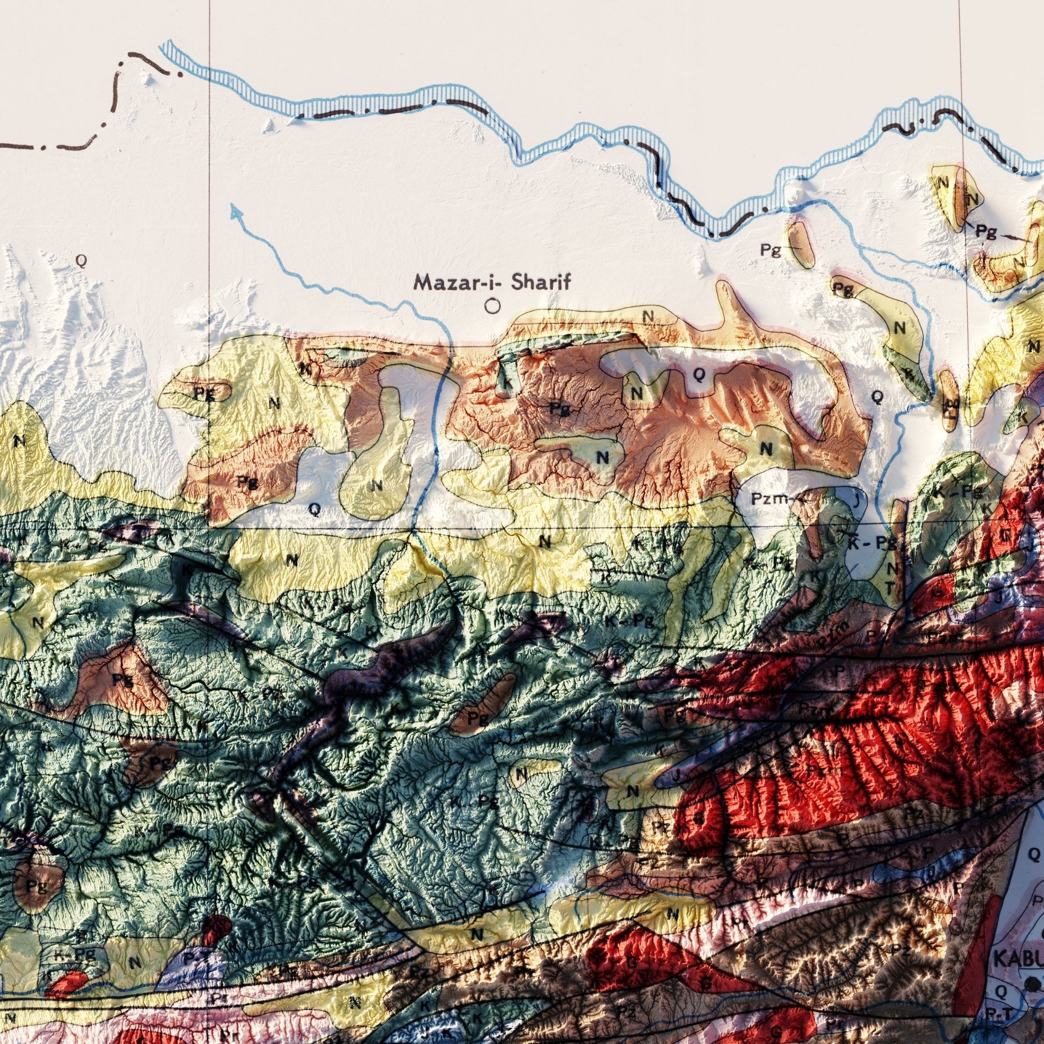 Afghanistan 1969 Shaded Relief Map - Muir Way - Vintage Relief