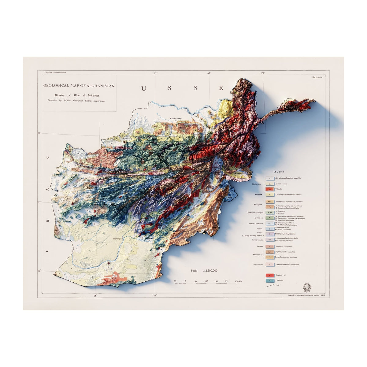 Relief Map of Afghanistan (1969) Relief Map | Vintage Elevation map ...
