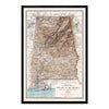 Vintage Alabama Relief Map - 1915