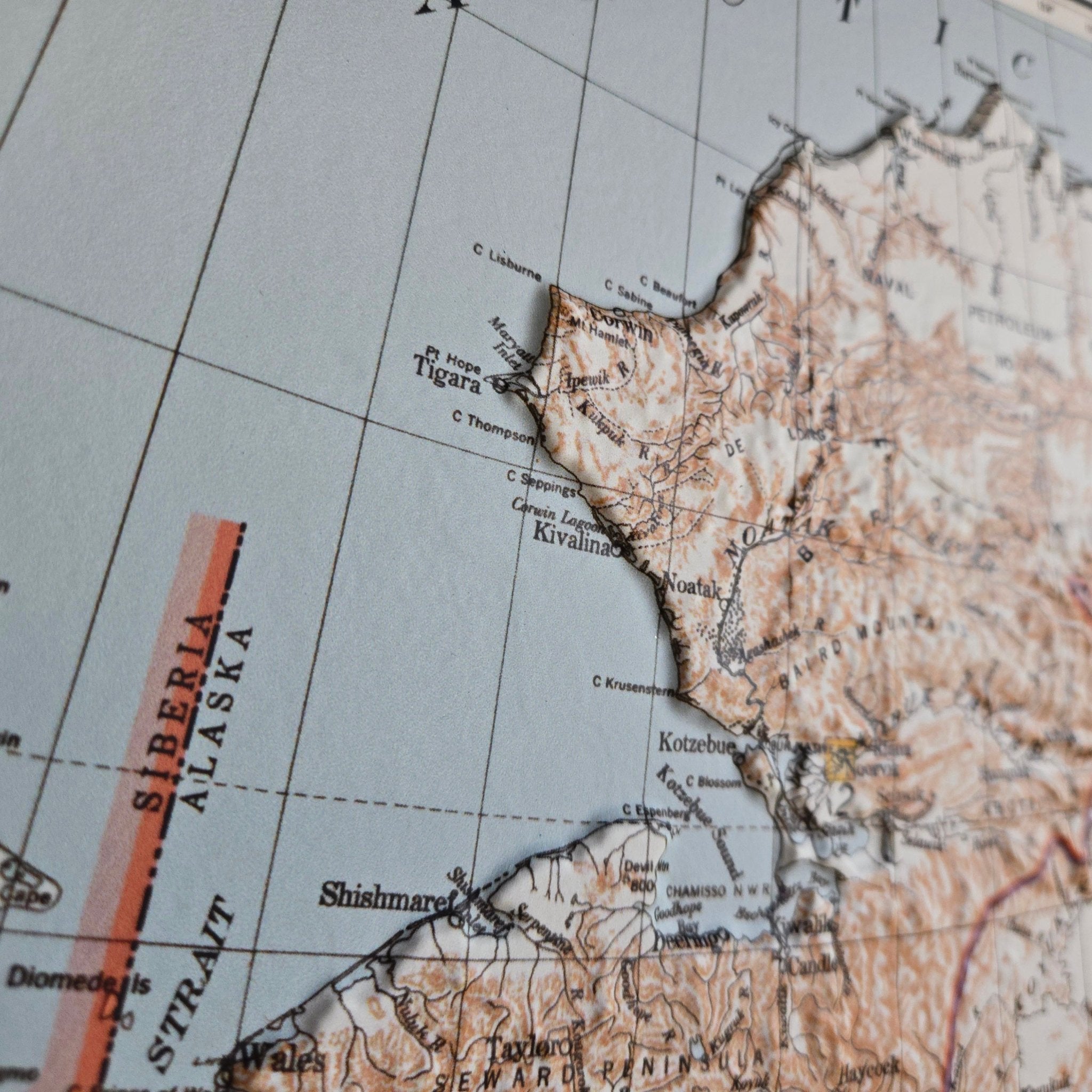 Alaska 1942 3D Raised Relief Map - Muir Way - 3D