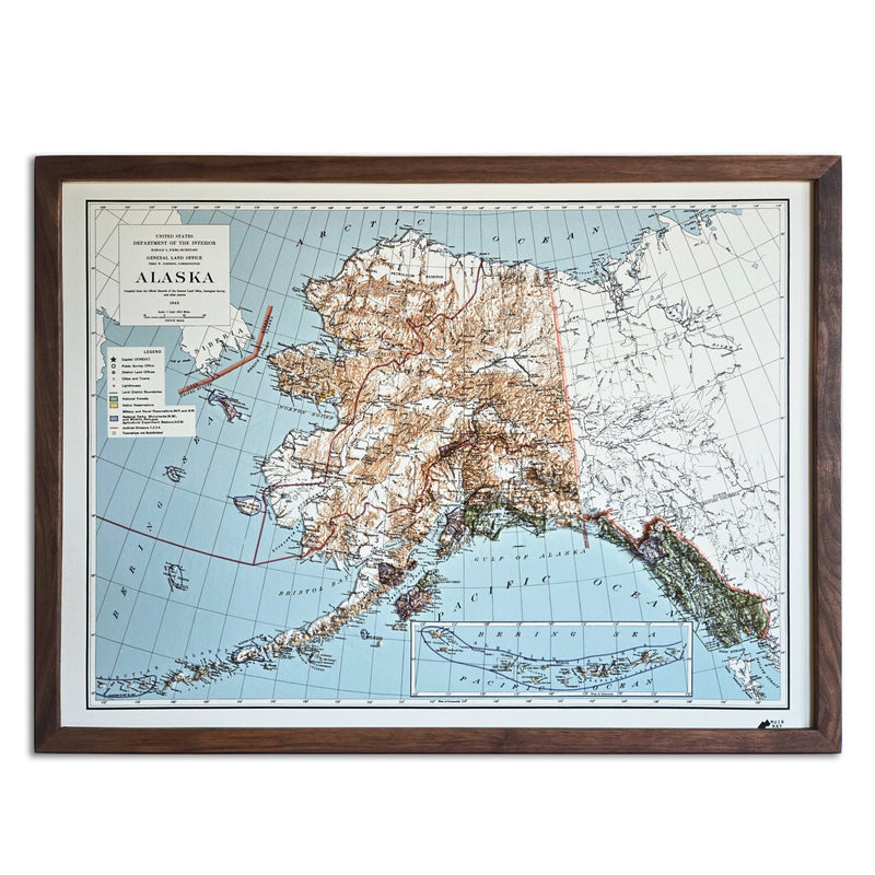 Alaska 1942 3D Raised Relief Map - Muir Way - 3D