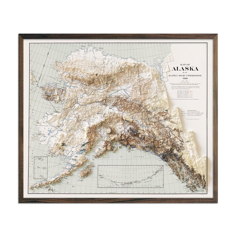 Alaska 1909 Shaded Relief Map - Muir Way - Vintage Relief