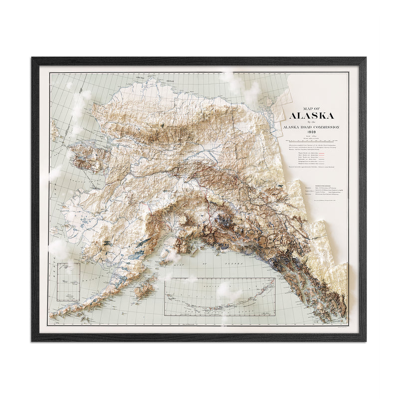 Alaska 1909 Shaded Relief Map - Muir Way - Vintage Relief