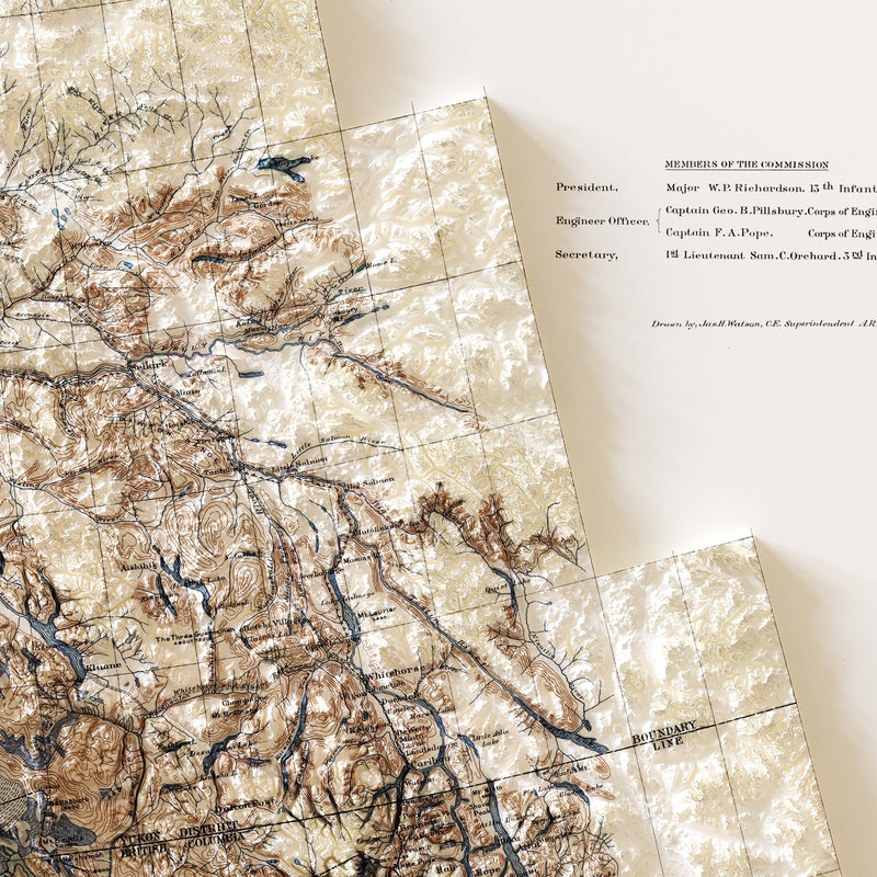 Alaska 1909 Shaded Relief Map - Muir Way - Vintage Relief