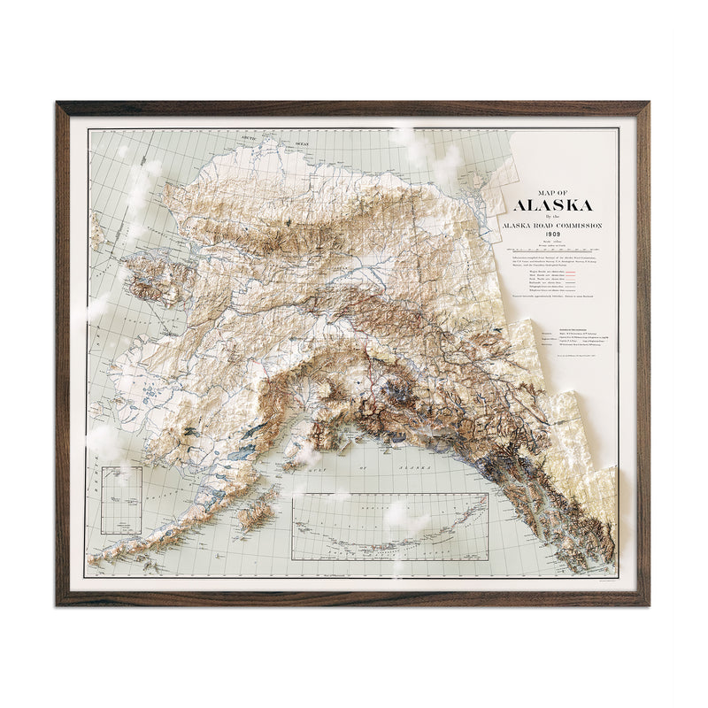 Alaska 1909 Shaded Relief Map - Muir Way - Vintage Relief
