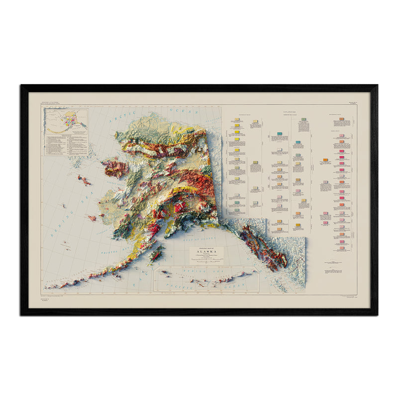 Alaska Geological 1957 Shaded Relief Map - Muir Way - Vintage Relief