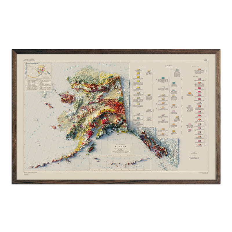 Alaska Geological 1957 Shaded Relief Map - Muir Way - Vintage Relief